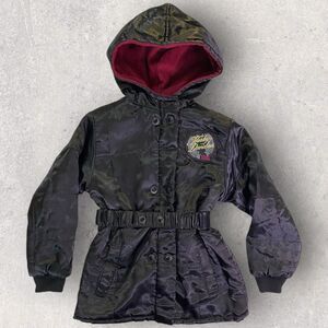 Harley Davidson Rebel Hooded Jacket Coat Girls Size 7/8 Black Gold Maroon